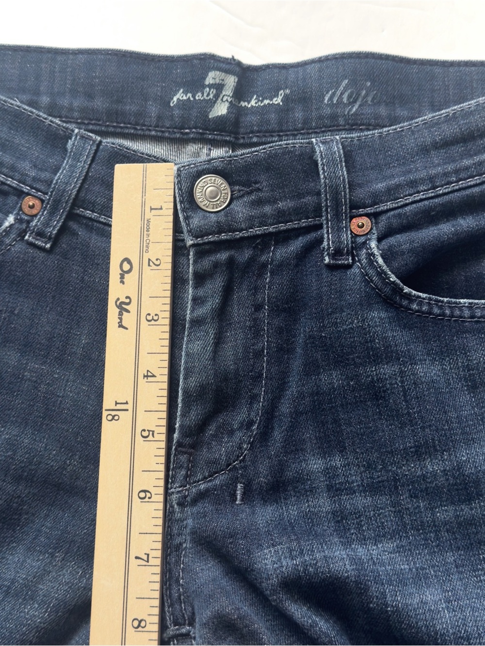 7 For All Mankind Dojo Jeans Womens 28 Flare Wide Leg Boho Medium Wash Denim - Picture 9 of 13